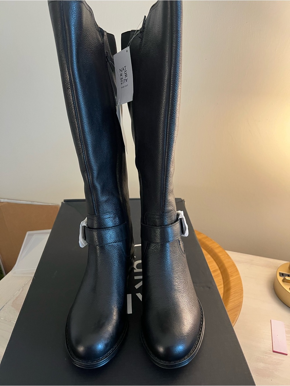 Naturalizer Jaya Riding boot Black Over-the-Knee Leather Boots Buckle Accent 5.5